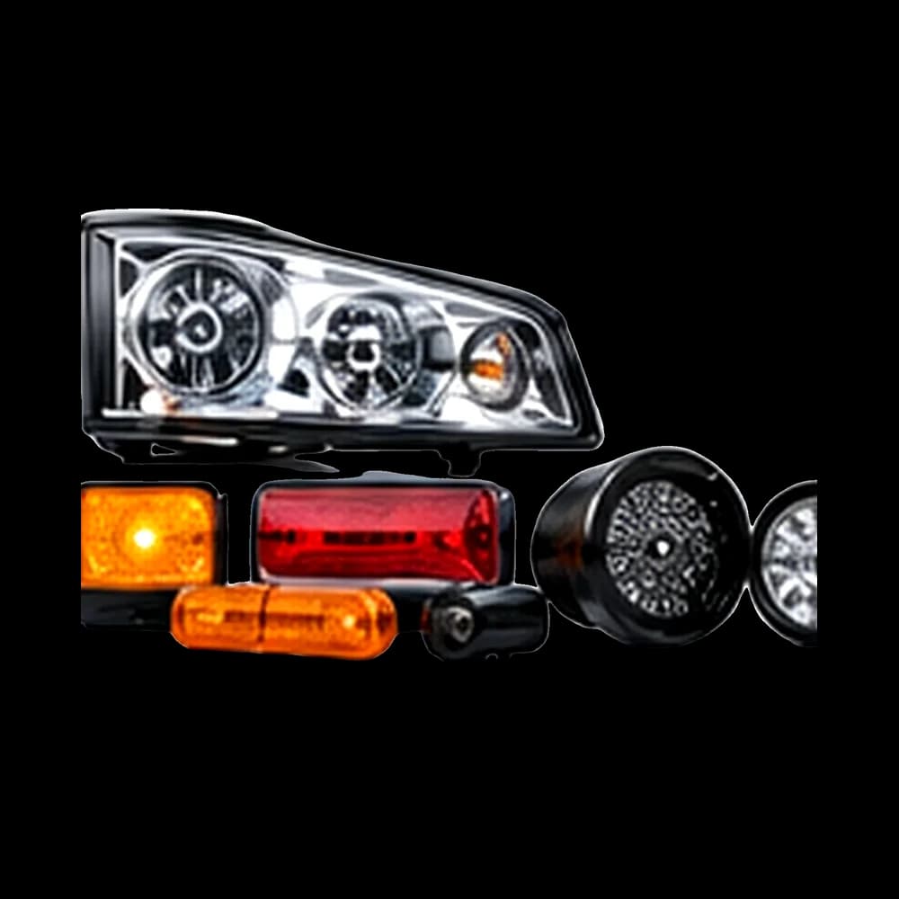 Red and amber LED trailer lamps with a headlamp assembly